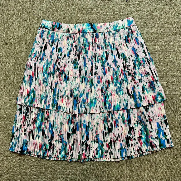 J.Crew Two-Tier Pleated Skirt in Watercolor Size 00 - Picture 1 of 5